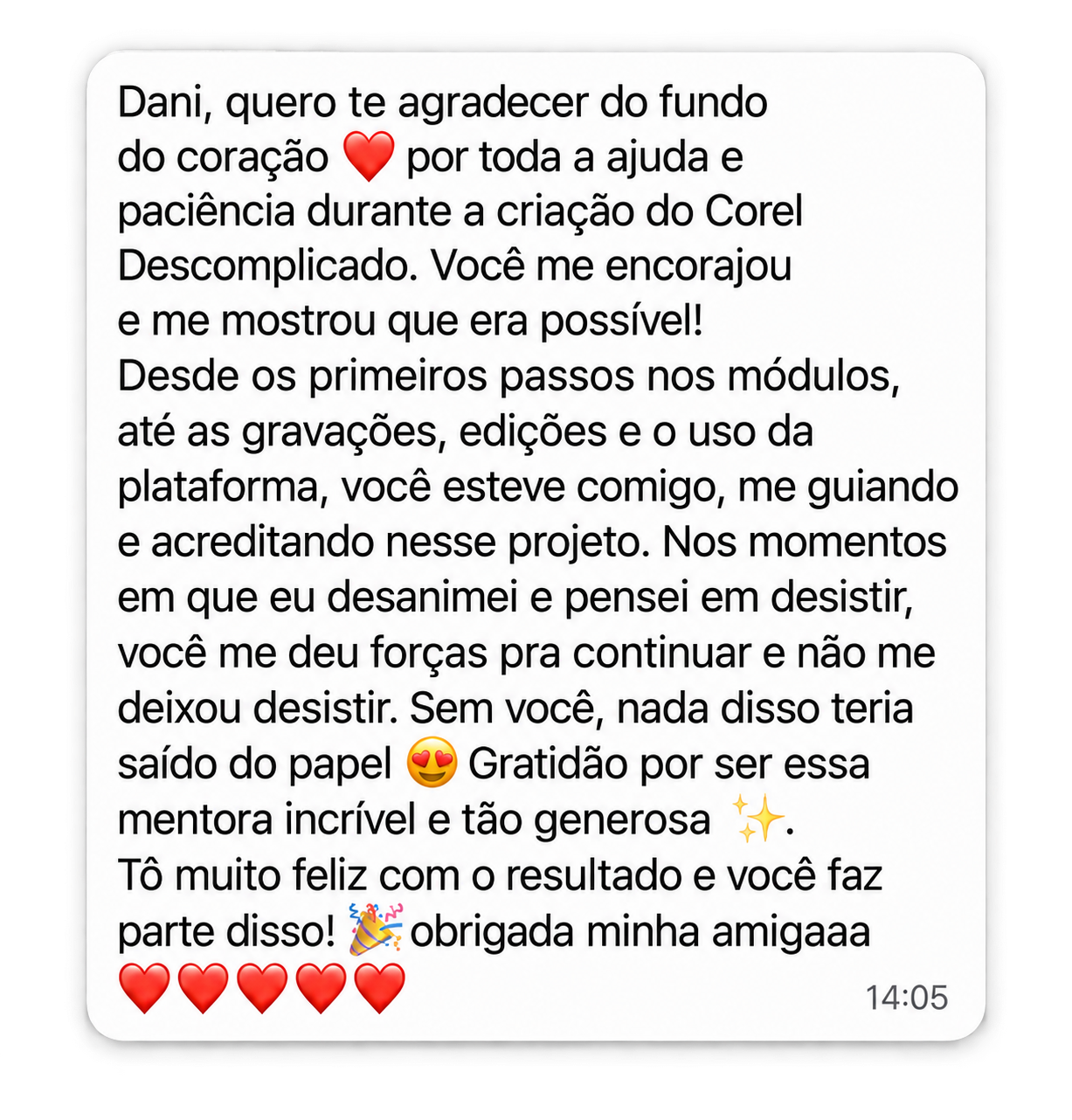 Print de depoimento de aluno 1.